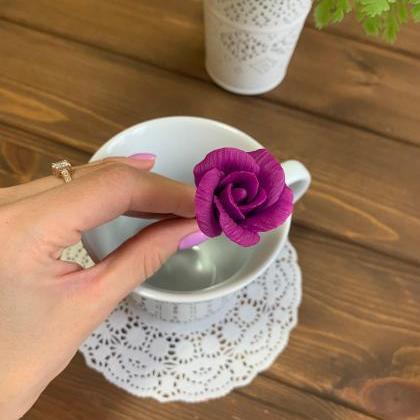 tea spoon with rose, spoon rest, fl..