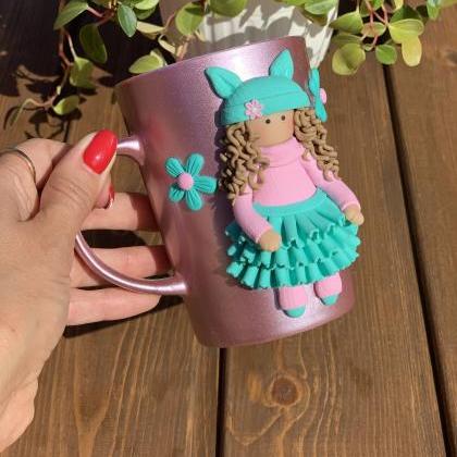Cup Turner, Daughter Gift, Britday Cozy Mug, Pink..