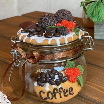 Delightfully Decorated Glass Jar For Coffee,..