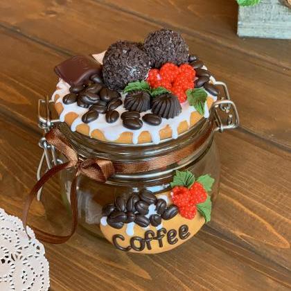 Delightfully Decorated Glass Jar For Coffee,..