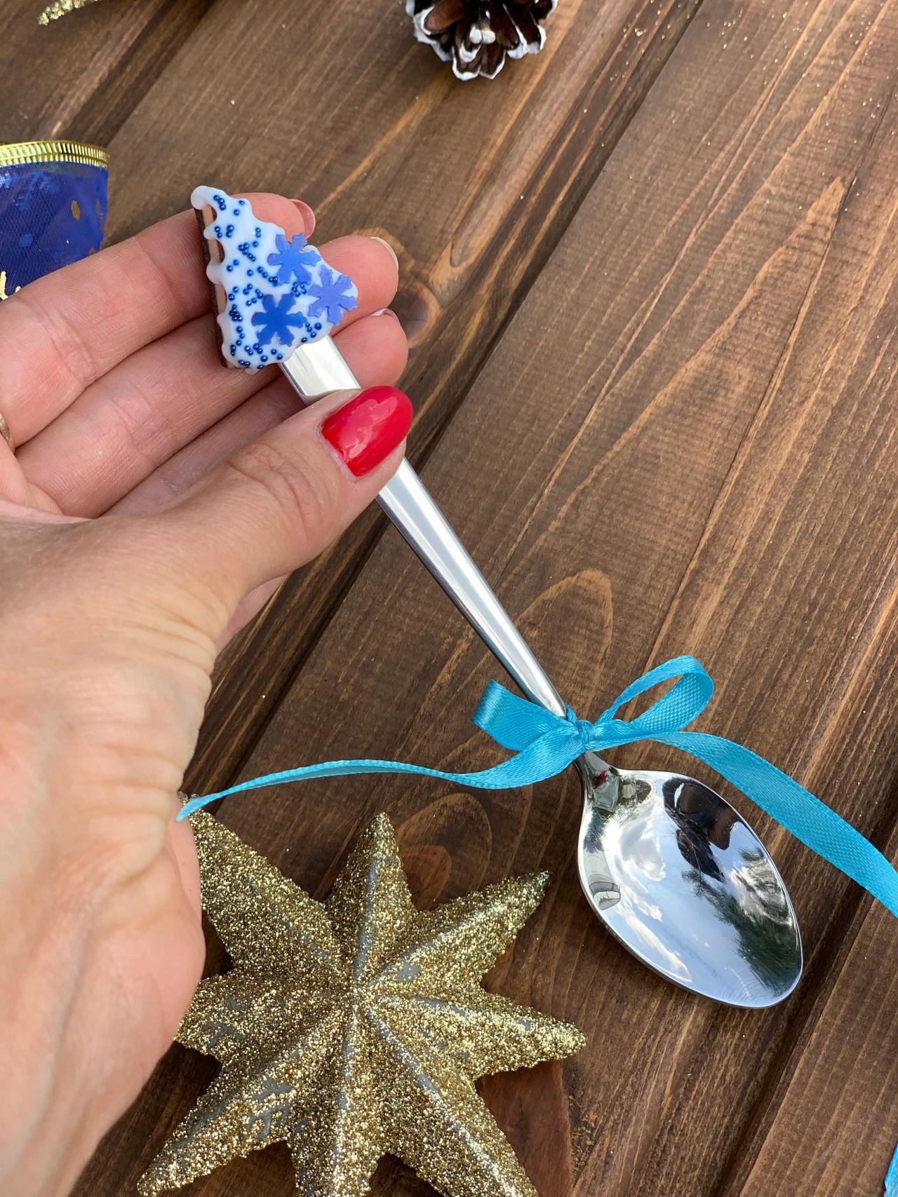 Christmas spoon, Christmas present, decorated spoon, cake on a spoon, New Year's gift, decorated spoon, handmade spoon