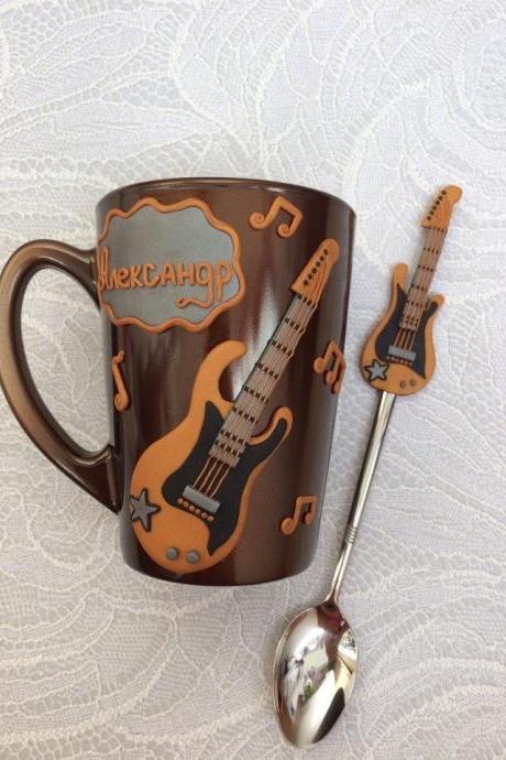 personalized mug for the musician, gift to music teacher, 3 d mug with a guitar, Guitar Gift, Guitarist Gift, Guitar Player Gift, 3d mug