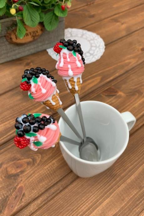 decorated spoon, pink, handmade spoon, sweet tooth, sweet tasty teaspoon, tasty spoon, coffee spoon, ice cream spoon