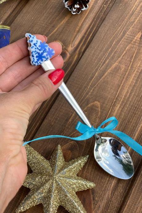 Christmas spoon, Christmas present, decorated spoon, cake on a spoon, New Year's gift, decorated spoon, handmade spoon