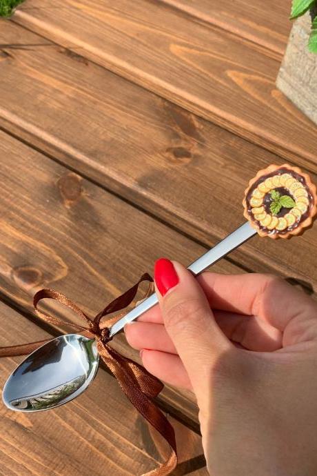 Cute gift for a girl, mother-in-law gift, handmade spoon, sweet tasty teaspoon, mother's day gift, miniature cake on a spoon